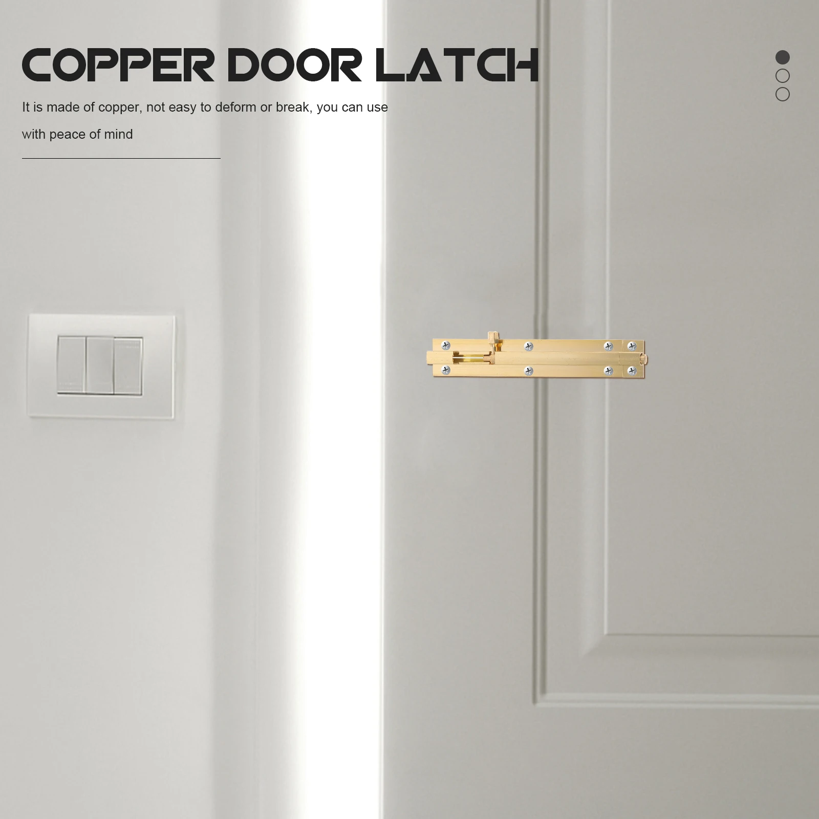 

Retro Full Copper Door Latch Heavy Duty Sliding Bolt Security Lock Barrel Bolt Rail Sturdy Practical Long Service Privacy