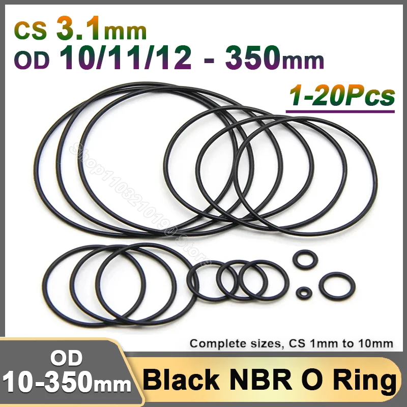

CS 3.1mm NBR O Ring Gasket OD 10-350mm Black Nitrile Rubber Round O Type Corrosion Oil Resist Faucet Sealing Valve O-ring Washer