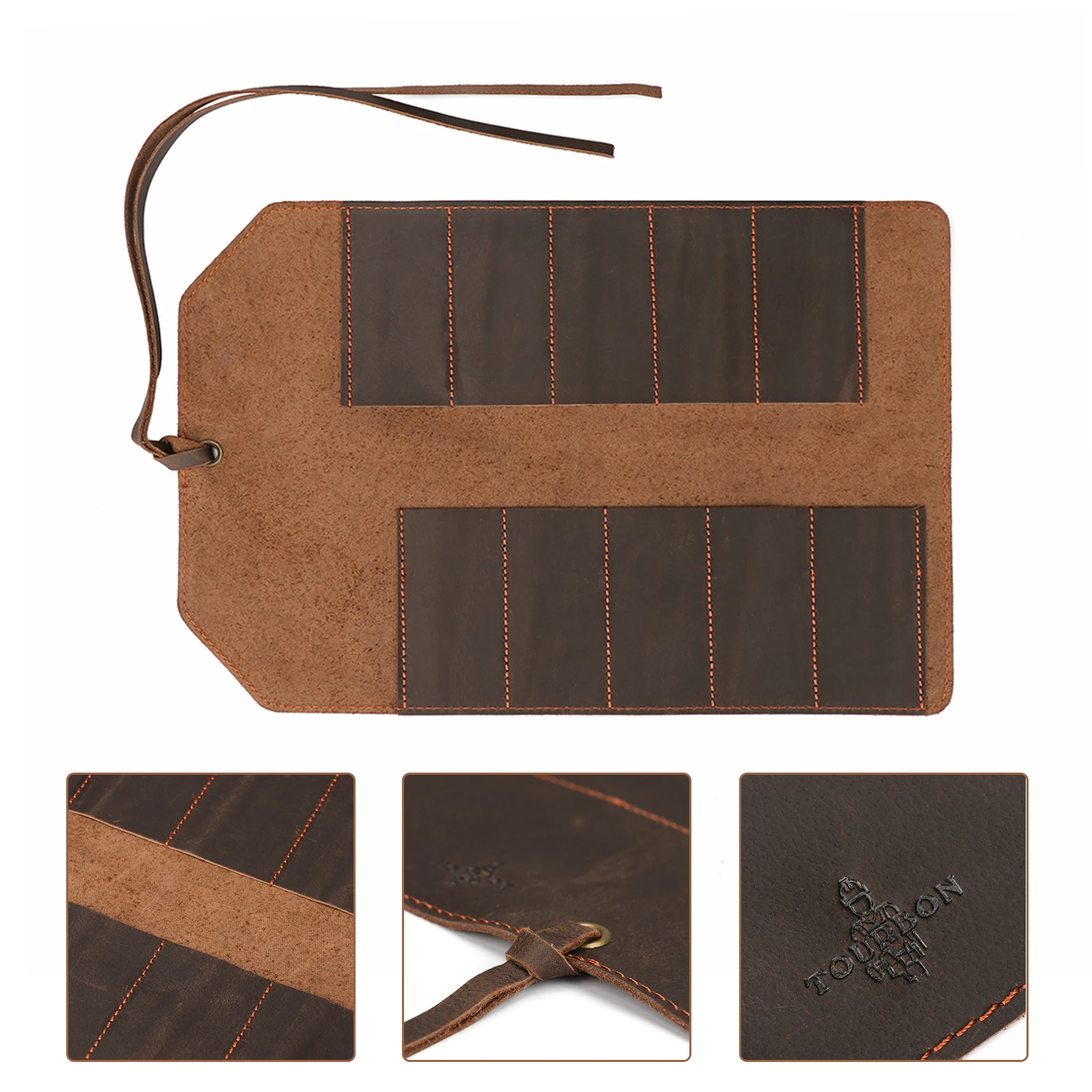 Tourbon Leather Tools Roll Up Bag (8 Slots) Portable Carving Tools Pouch Workshop Storage Tool Organizer (without tools)