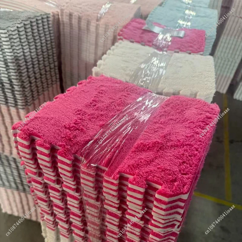 Factory Clearance Sale - 10Pcs Soft Plush Puzzle Mat 30x30x1CM Solid Color Interlocking Carpet Random Color Choose for Yourself