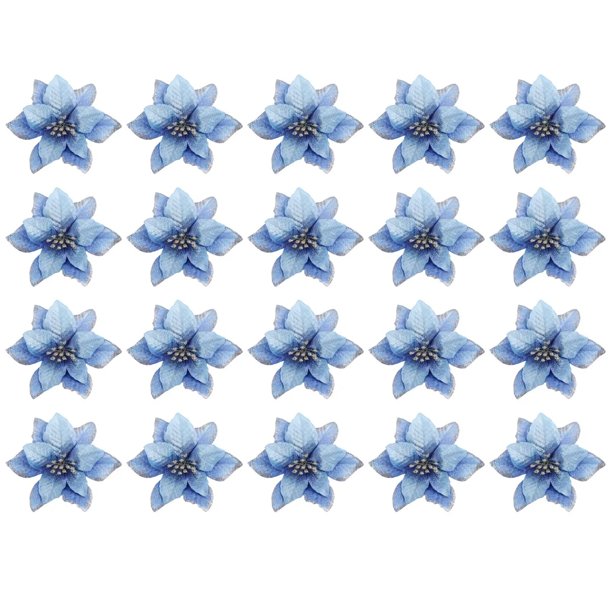 Ornement de sapin de Noël à paillettes, couronnes de fleurs artificielles, mariage, ornements de mariage, bleu, 20 pièces