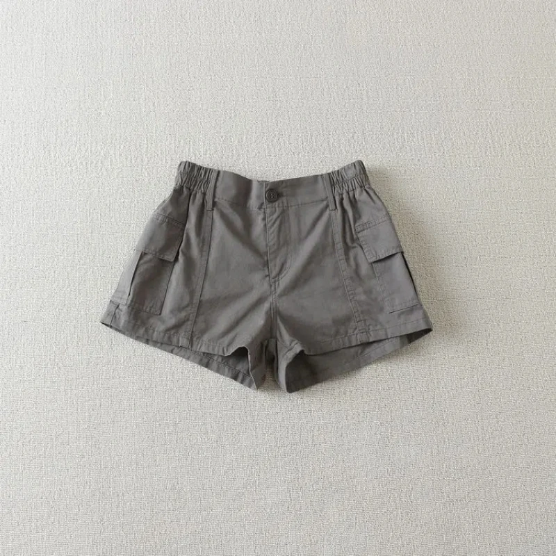 Summer Elastic Waist All-match Loose Street Casual Hot Shorts Solid Simplicity Fashion A-line Shorts Trend Vintage Women Clothes