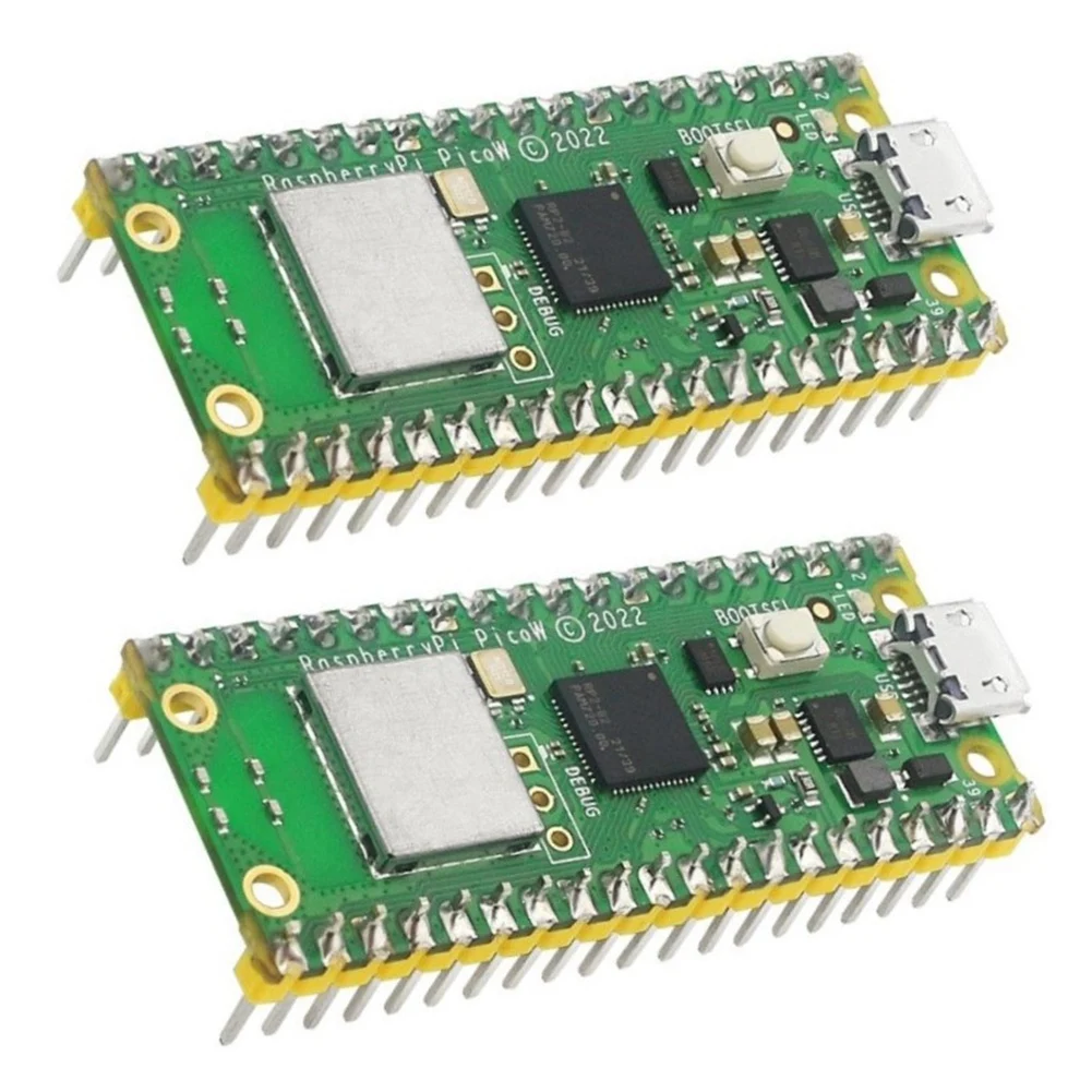 

2Pcs for Raspberry Pi Pico W with Wireless WiFi Module Dual-Core ARM Cortex MO+RP2040 Microcontroller Development Board