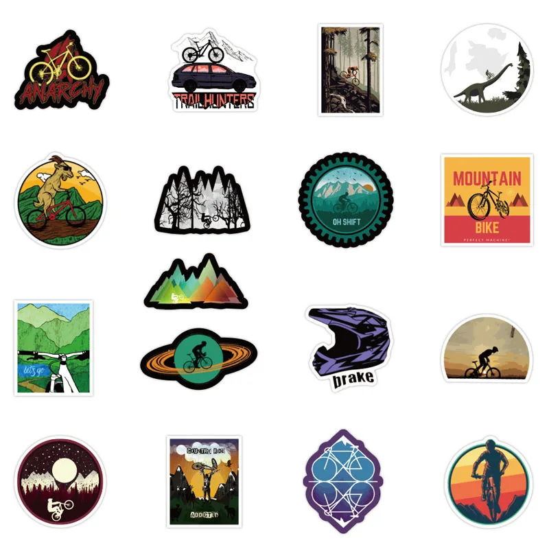 50 Pcs PVC Outdoor Riding Mountain Bike Stickers Waterproof Decal Toys For Luggage Car Guaitar Skateboard Phone Bicycle Laptop