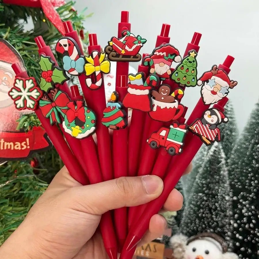 1/5/10/20/50/100pcs Set of 30 Christmas-Themed Ballpoint Pens, Various Styles Including Cartoon Gingerbread Men, Santa Claus, Sn