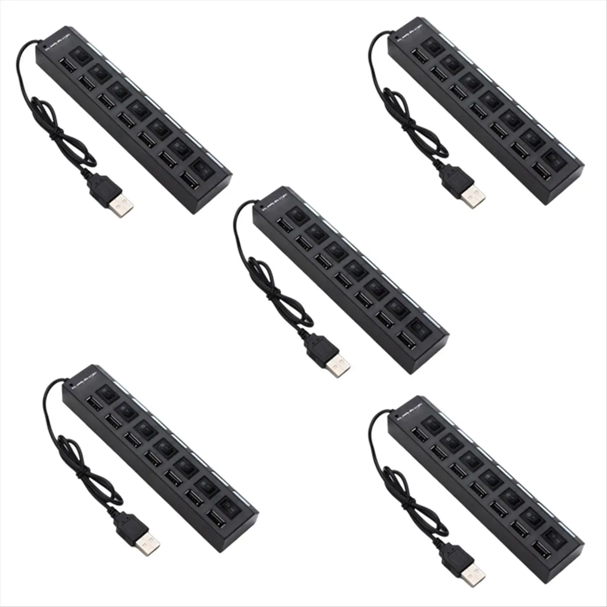 Super Sale Usb Hub Extender 7 Port Hub Black and White with Switch Light Hub 7 Port Docking Station 5 Pieces