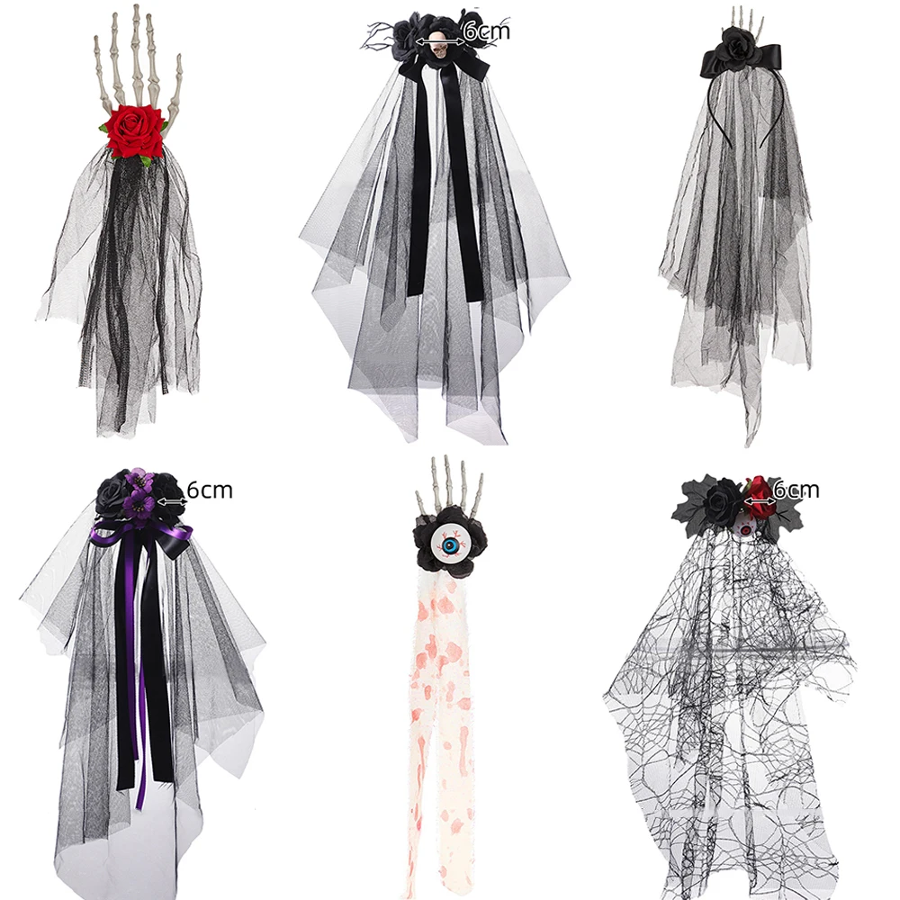 

Halloween Hair Accessories High-Quality Gothic Headpieces Black Veil Headbands Unique Eyeball Cosplay Prop For Special Festival