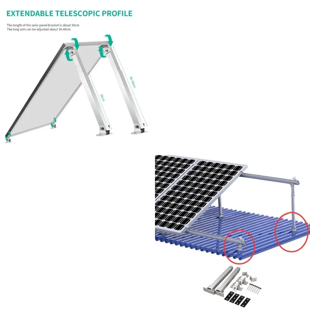 Aluminum Alloy Short Roof Mount Solar Panel Mounting Bracket Adjustable