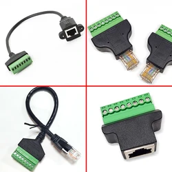 Rj45 to Screw Terminal Block 8p Connector Ethernet Rj45 Male Female to 8 pin Screw Terminal Network Adapter Cable for CCTV DVR