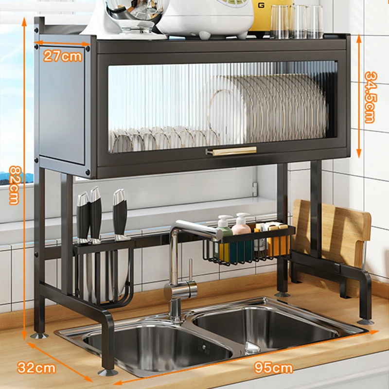 Fruit Shelf Organizer Storage Holder with Cabinet Door Drainboard Set Kitchen Plate Dish Drying Rack Steel Over Telescopic Sink