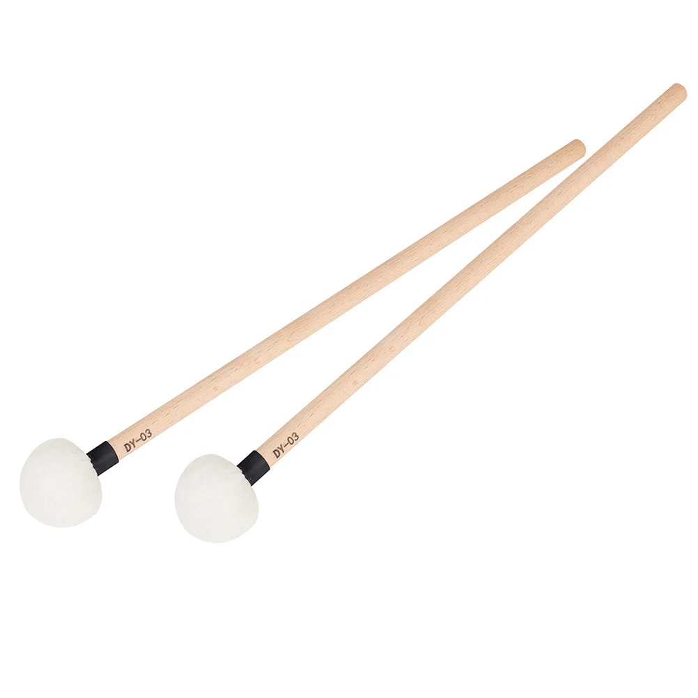 

2Pcs Felt Drumstick Accessory for Beginners Durable Material Uniform Hammering Sound Sustained Tone Wooden Handle Percussion