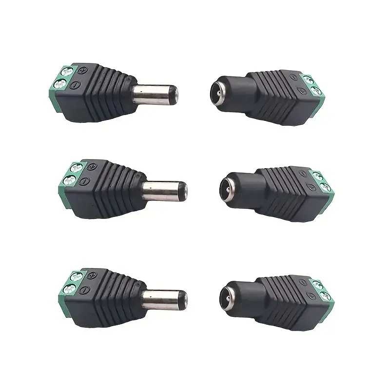 DC Male Female Terminals 12V Power Connector 2.1mm X 5.5mm Plug Adapter for CCTV Cameras 5050 3528 Single Color LED Strp