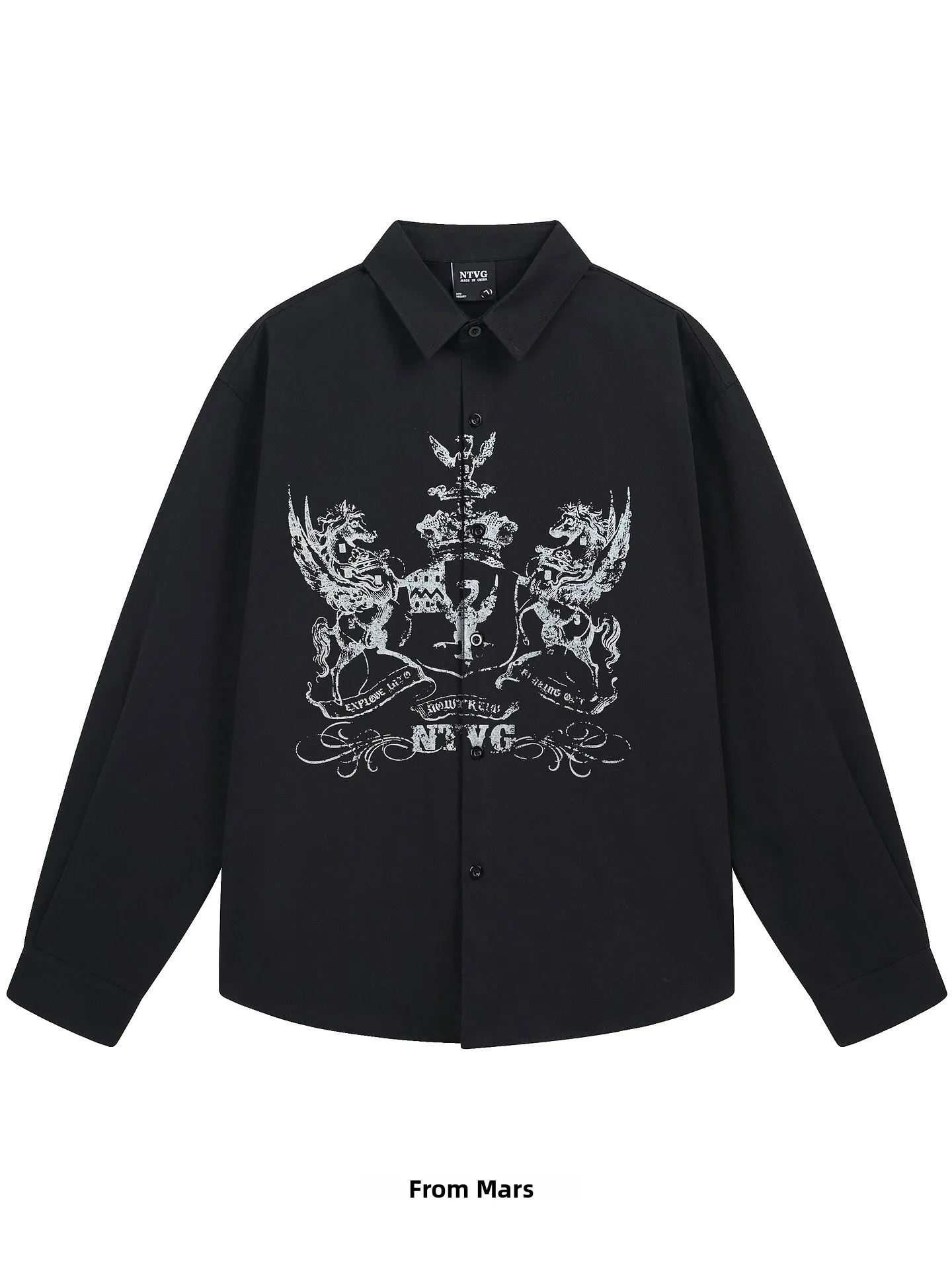 

Loose Fit Long Sve Printed Collared irt Couple Matching Comfortable Breathable Cotton Casual Streetwear from