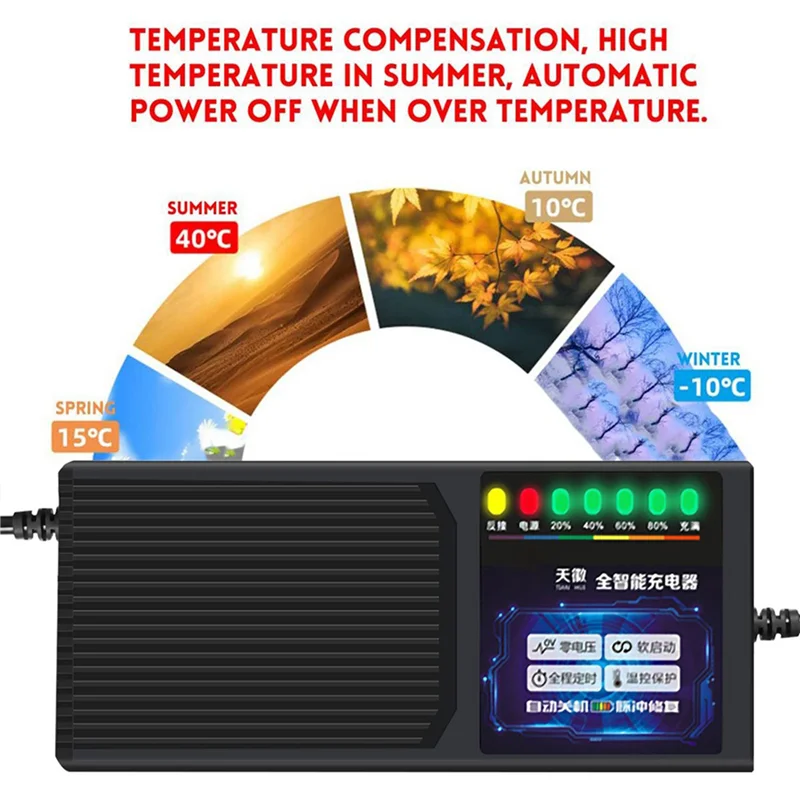 

5X 72V 20AH Electric Vehicle Charger With 7 Light Power Display Current Leakage Protection Lead Acid Charger