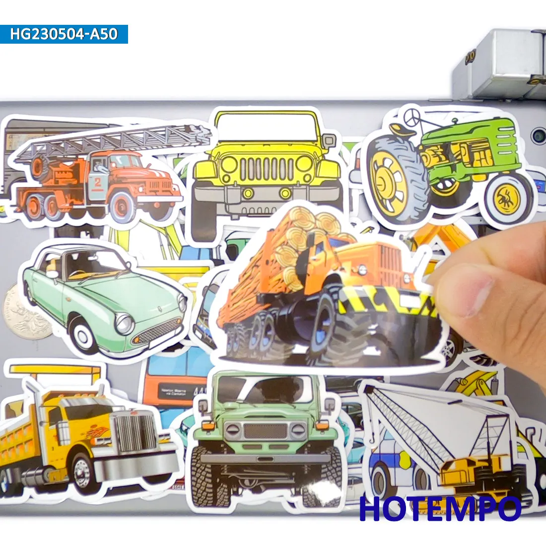 20/30/50枚、特殊車両ステッカーセット、混合車バストラック、ラップトップ、車、電話、オートバイ、荷物用、面白いステッカーパック