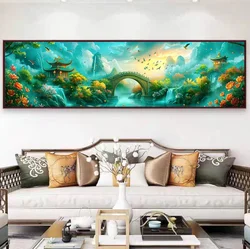 9ct 200x50cm Wonderland beautiful scenery Embroidery DIY Chinese Printed Kits Cross Stitch Needlework Set Home Decor Crafts