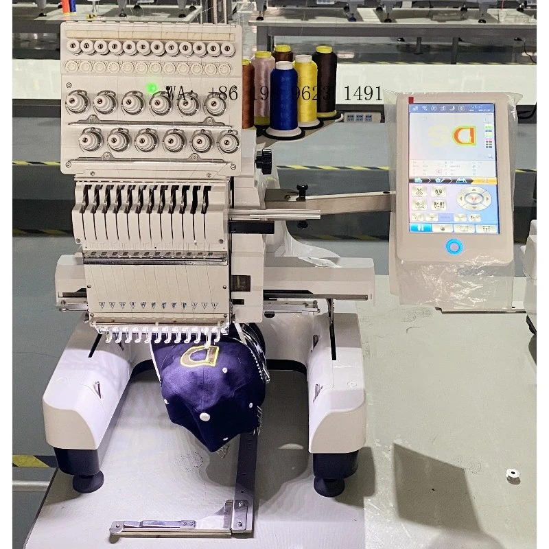 Single Head 12 Needles Compact Embroidery  360x200mm Flat T-shirt Hat Equipment
