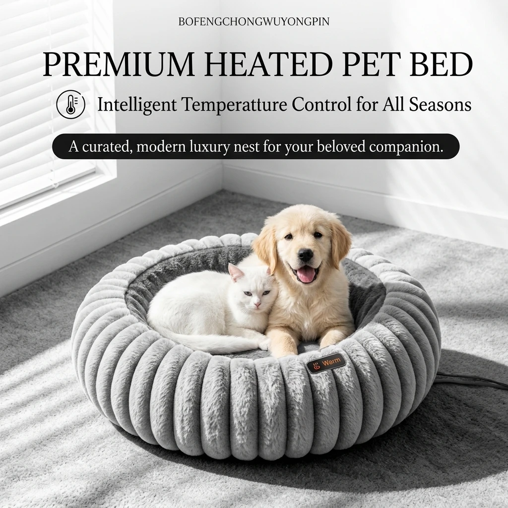 Luxury Modern Corduroy Winter Heating Pet Dog Cat Bed Cave Custom Orthopedic Plush Sofa Bed Washable Adjustable Temperature