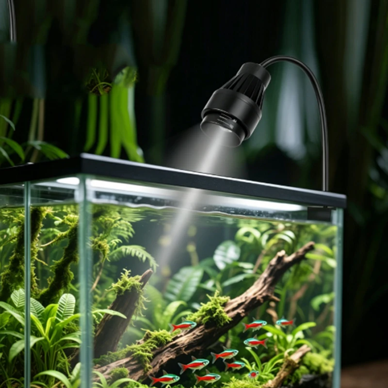 USB-LED-Aquariumstrahler zum Aufstecken, 3 Farben, mit Zyklustimer und Kühlventilator 15 ° -60 ° Einstellbarer Fokus für Aquarium 10W 14W 16W – Detail 6