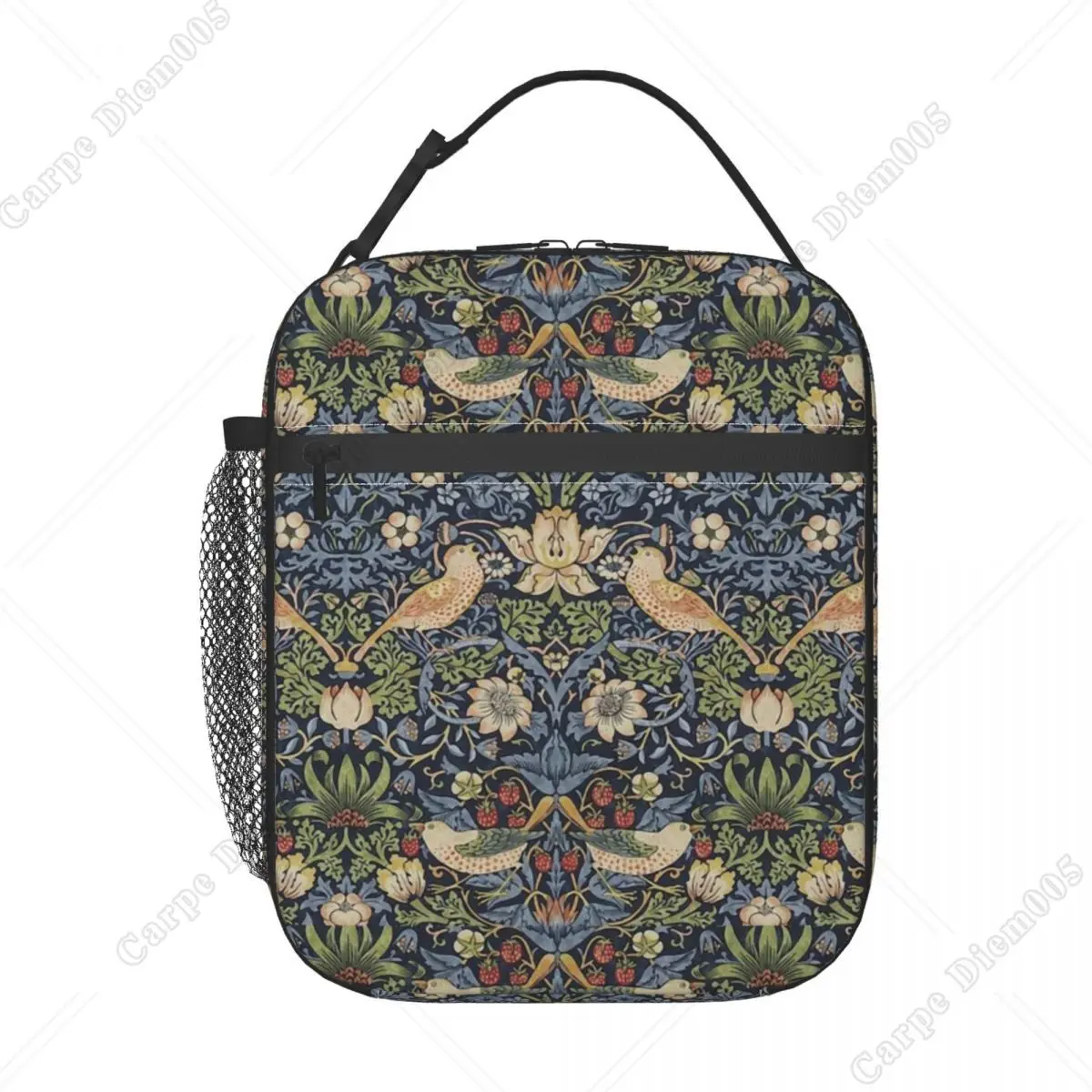 Custom William Morris Strawberry Thief Pattern Lunch Bag Men Women Thermal Cooler Insulated Lunch Box for Adult Office