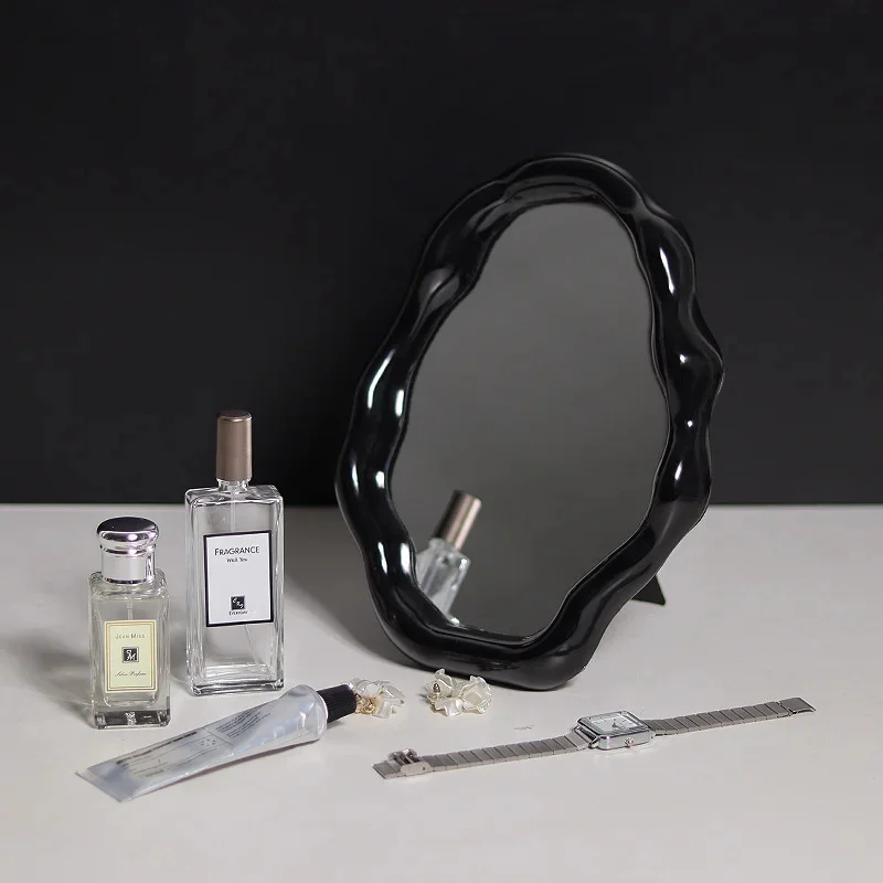

New Creative Irregular Mirror European Curved Makeup Mirror Dressing Table Bedroom Ornaments Home Decoration Decorative