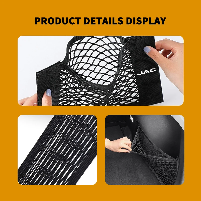 Picture 6: Car Styling Trunk Box Storage Bag Mesh Elastic String Net Pocket Organizer Accessories For JAC J3 J4 J7 JS2 JS3 JS4 KR1 S2 S3 S4