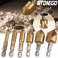 STONEGO 1/6Pcs Hss Countersink Boring Drill Bit Set for Wood Metal Quick Change Drill Bit Tool Hex Chamfer Drill Tool Set
