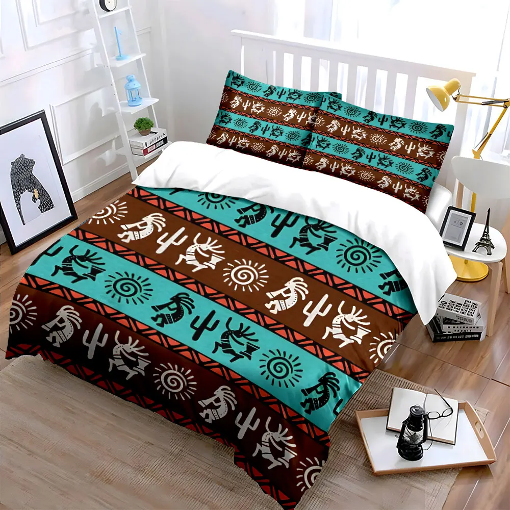 Tribal Print Three-Piece Decoration Set Soft Skin-Friendly Bedding Set Includes 1 Duvet Cover And 2 Pillowcase, Gift