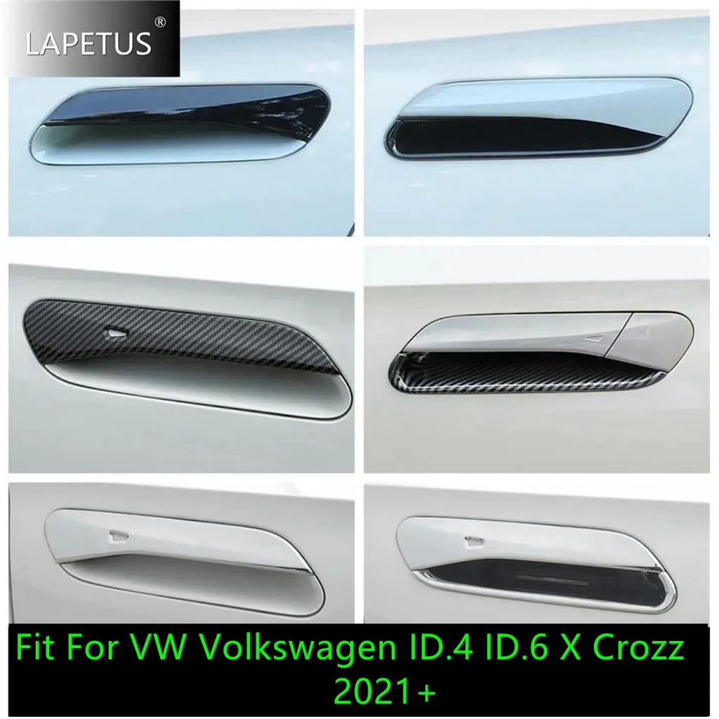 

Car Carbon Fiber / Chrome Door Pull Doorknob Handle Catch Cover Trim Accessories For VW Volkswagen ID.4 ID.6 X Crozz 2021 - 2024