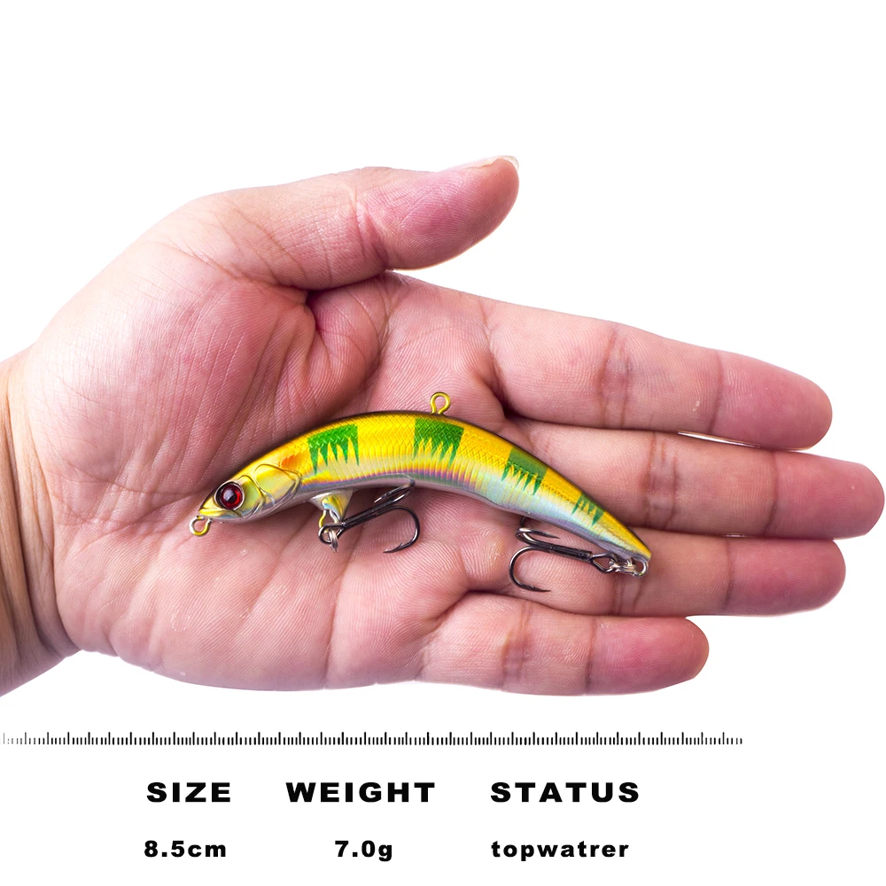 CCLTBA Bent Pecil Bait Wobblers 8.5cm 7g Topwater Lures Surface Dying Rattle Fishing Lures Minnow Baits Bass Trout Lures Tackle