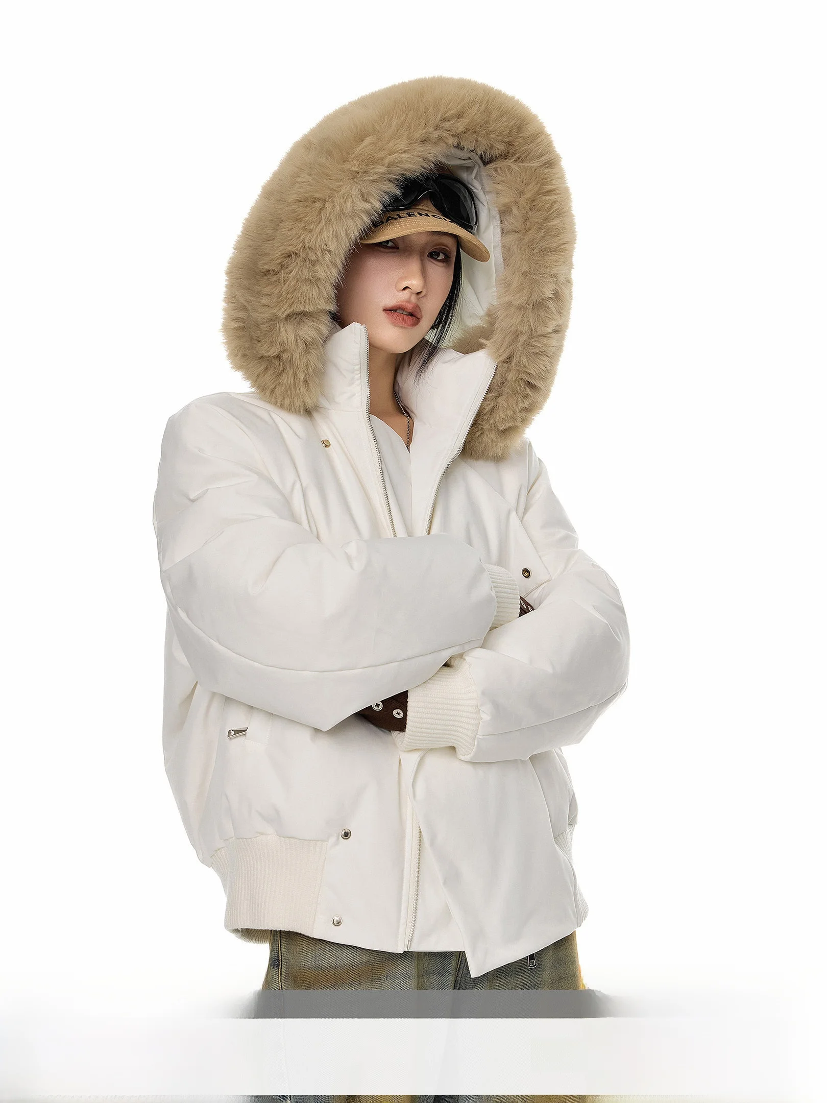 

Женское зимнее пальто Ich Mode American Style из утолщенного хлопка с капюшоном, теплое, из полиэстера, с длинными рукавами