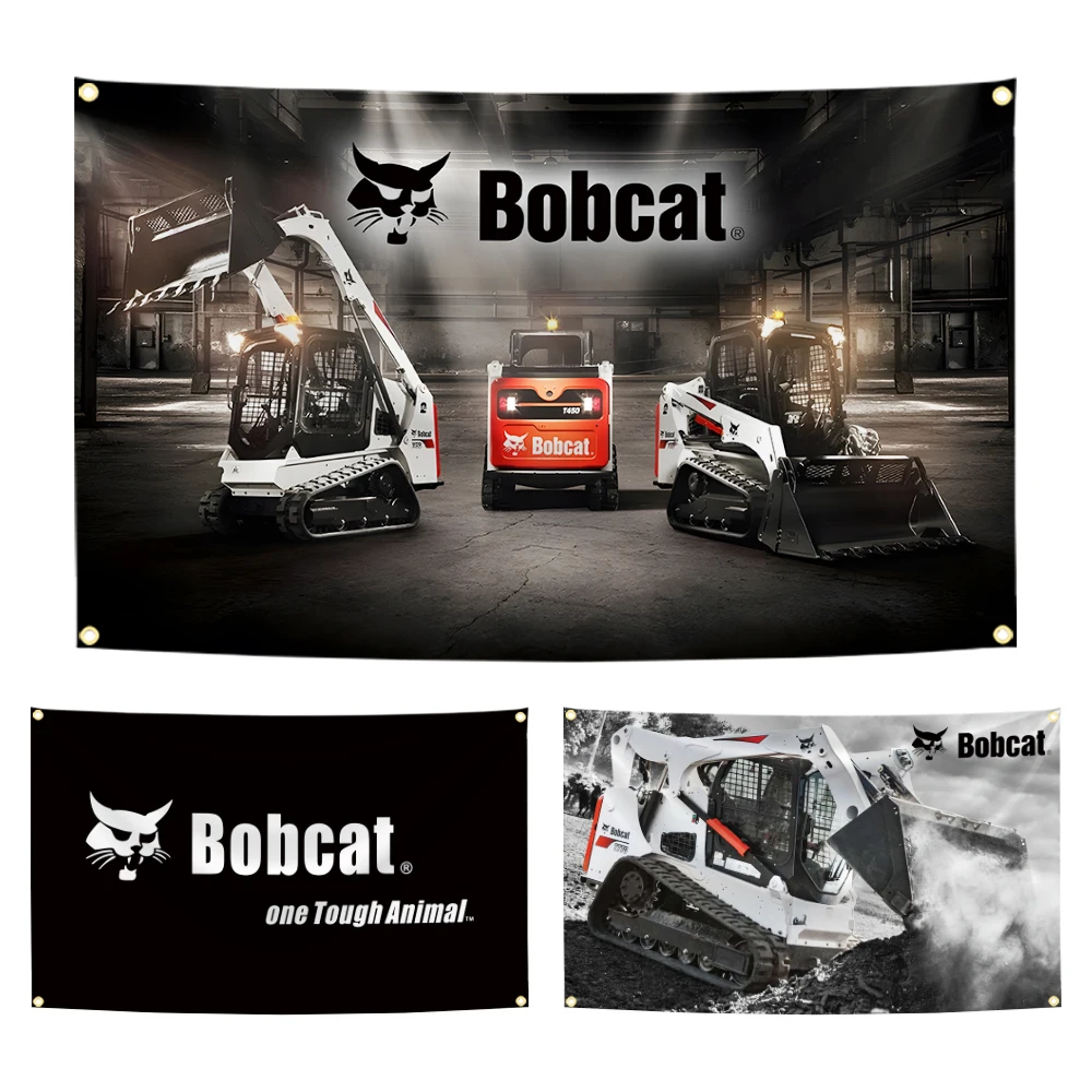90x150cm Bobcats One Tough Aniaml Excavator And Mowers Flag Tapestry Polyester Digital Printing Banner Wall Art Decoration