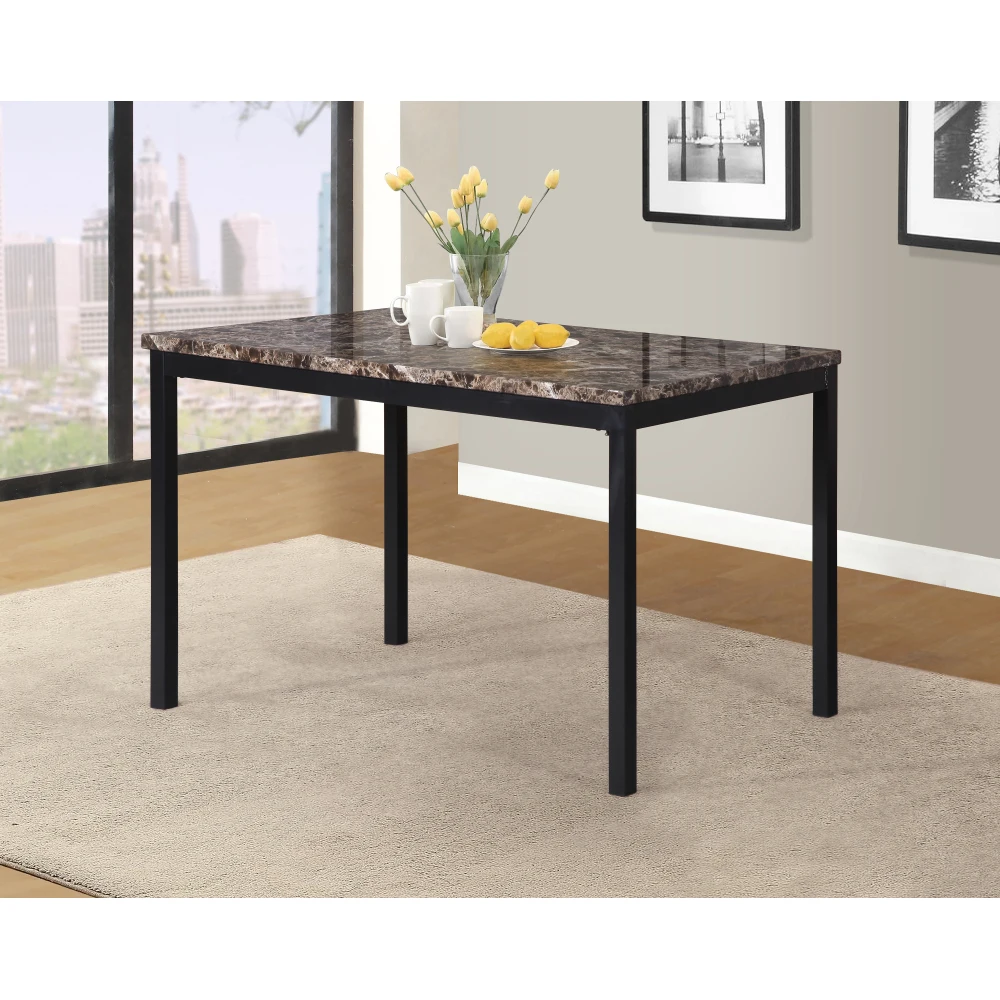 

Metal Dining Table with Laminated Faux Marble Top, Black