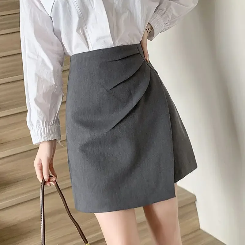 ぽっちゃり女性向けハイウエストミニスカート、ショート丈、控えめ、ヴィンテージ風、格安、Y2K、Aライン、原宿系、高品質、婦人服、スカート