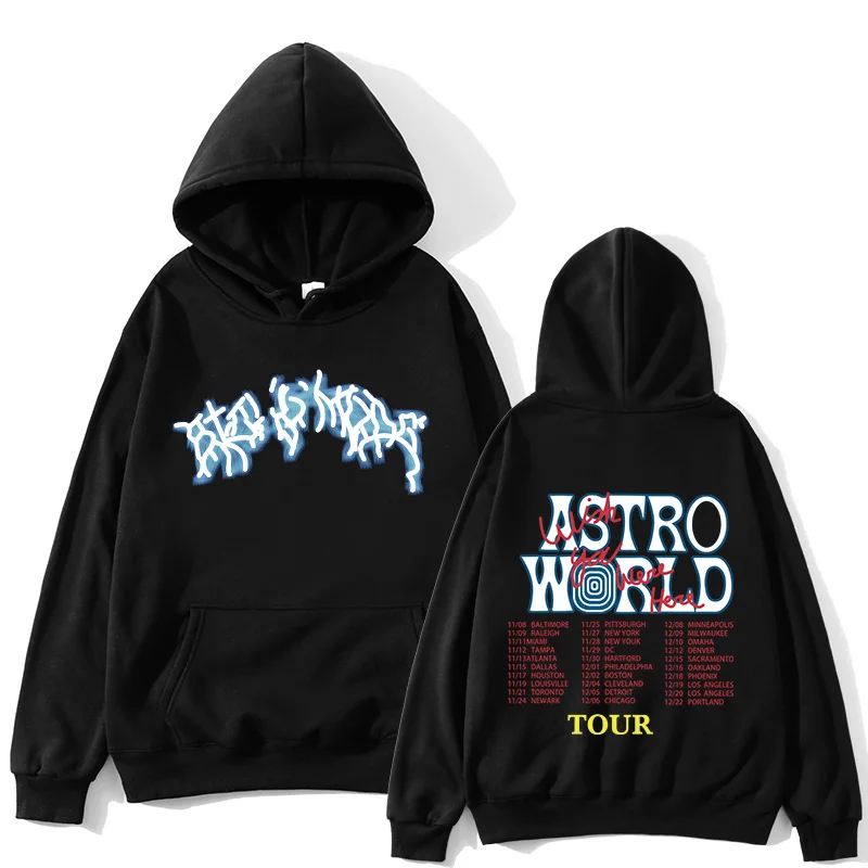 Fashionable Travis Scott Tour ASTROWORLD Hoodie Men's Unisex High Quality Street Clothing Hip Hop Hope You Sell One Piece Here