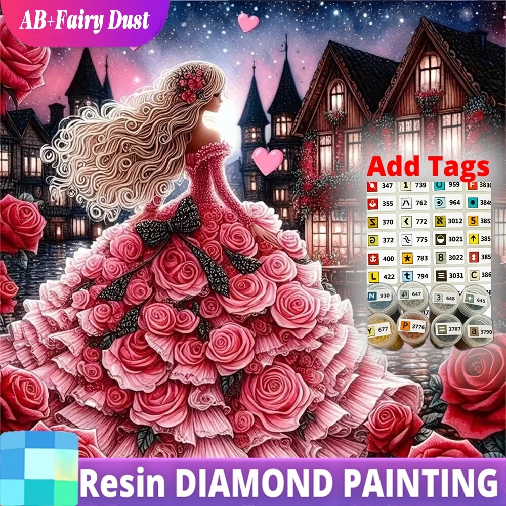 

Смола AB Фея Пыль Алмазная Картина Женщина Портрет Мозаика Роза DIY Полный Квадратный Круглый Вышивка Дом Уникальный Подарок