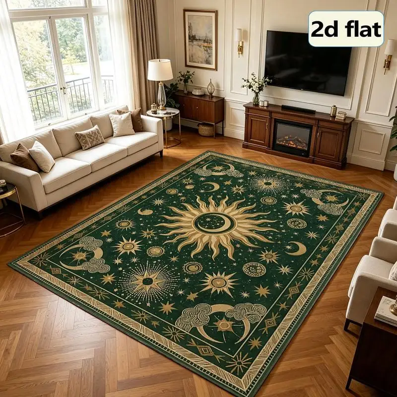 1 Piece Celestial Sun Moon Star Pattern Rug, Soft And Comfortable, Suitable For All Seasons, Lightweight Easy To Maintain, Home Decoration, Living Room Decoration, Bedroom Decoration, Autumn, Winter