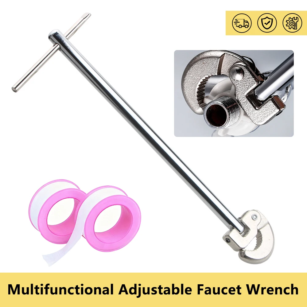 Adjustable Faucet Wrench Multi Functional Activity Head Sink Wrench for Back Union Nuts Under Sink Water Pipe Disassembly Tools