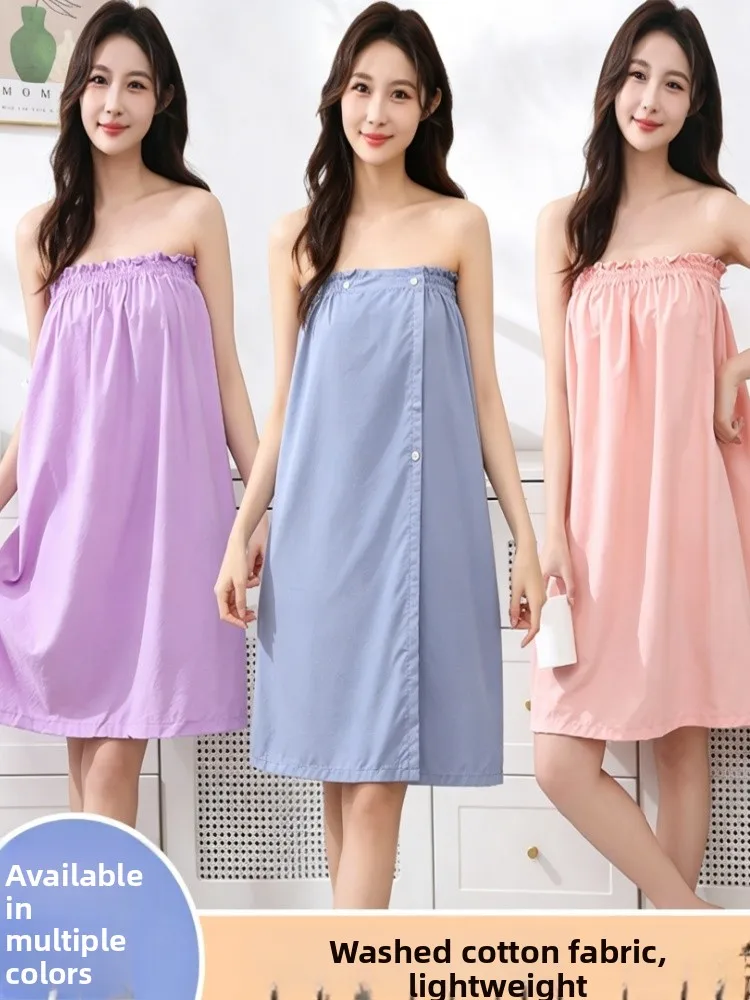 Summer Thin Bath Robe Beauty Salon Special Washed Cotton Tube Top Wrap Chest Sauna Therapy Massage Bath Skirt Women's Home