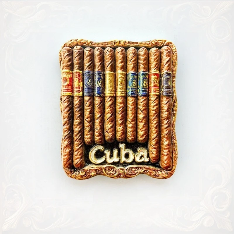 Cuba Cigar Fridge Magnet - Opulent 3D Vibrant Design Unique Luxury Cuban Souvenir for Travel & Sophisticated Home Bar Decor