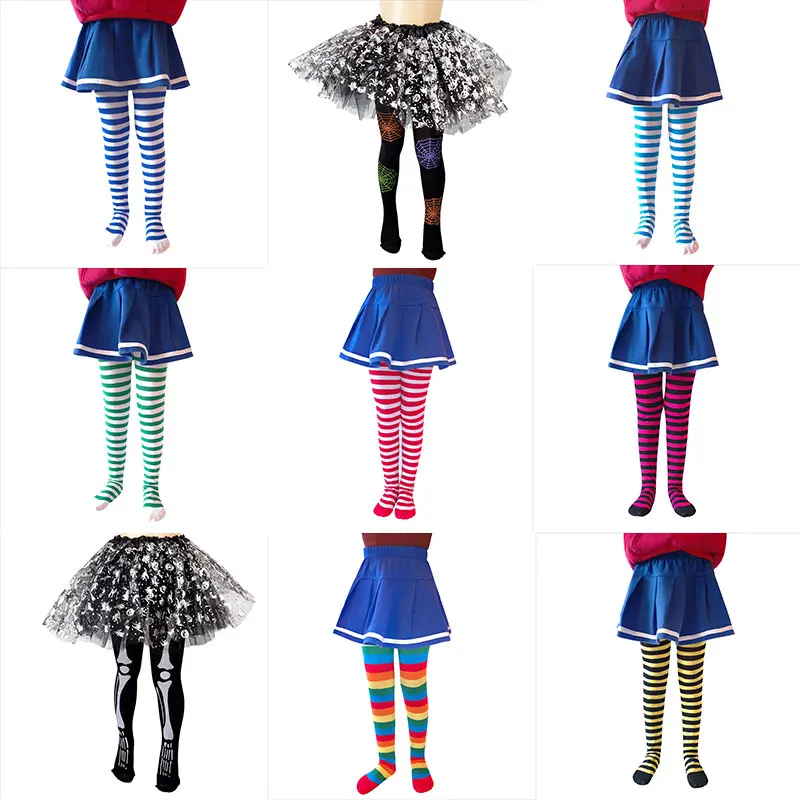 Baby Striped Tights Kids Girls Colorful Pantyhose for 6-8T  Boys Halloween Costumes Children\'s Party Gift Kids Baby Stockings