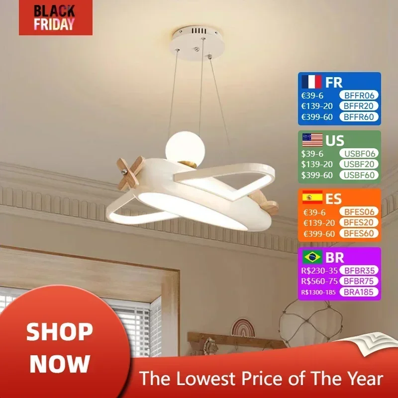 

Airplane Lamps Modern Children's Room Chandeliers Led Simple Creative Baby Nursery Little Boy Girl Bedroom Home Decor Chandelier