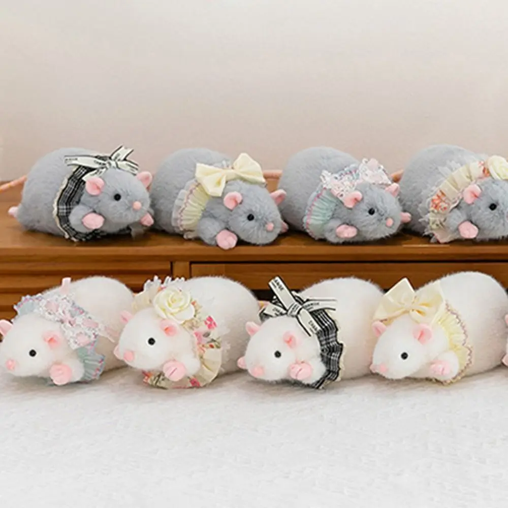ตุ๊กตาหนูน่ารัก ชุดเดรสลายดอกไม้ การ์ตูนกิ่งดอกไม้ ตุ๊กตาหนูติดโบว์ ของเล่นหนูนุ่ม ของขวัญเด็ก ของขวัญวันเกิด