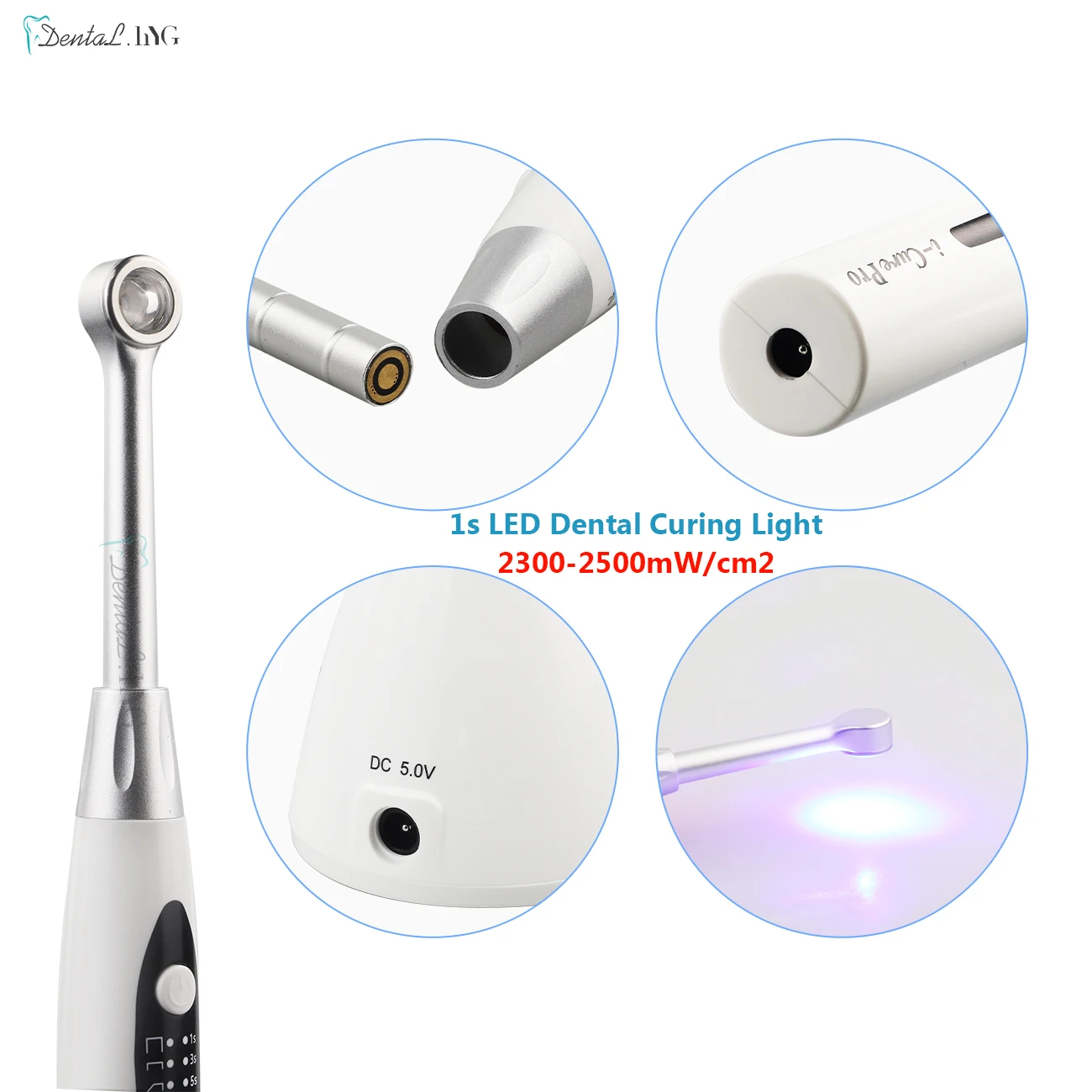 Dental Wireless Curing Light Dentist Cordless 1S Lamp Output Intensity 2300-2500mw/cm2 110V-240V