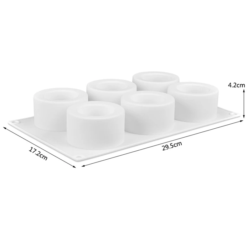 6 Cavity Hollow Cylinder Silicone Cup Cake Baking Mold for Chocolate Mousse Jelly Pudding Pastry Dessert Bread Decorating Tools