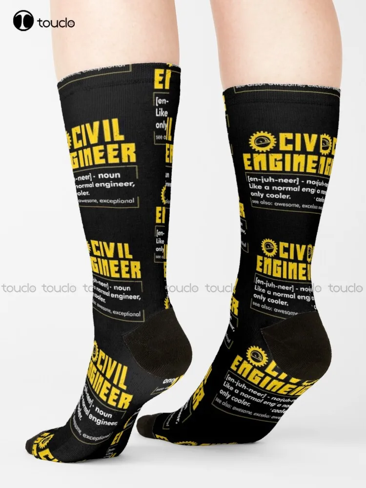 Civiele Techniek: Burgerlijk Ingenieur Definition Sokken Jeugd Gepersonaliseerde Custom Unisex Volwassen Tiener Jeugd Sokken 360 ° Digital Print