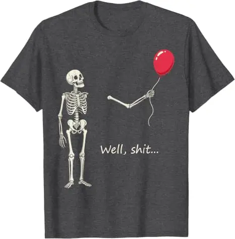 Y2k Gothic Skelett Halloween-Kostüm Humor Skelett Verlorener Ballon Scheiße Lustiges Sprichwort Zitat Herren Damen T-Shirt FSkeleton Tees – Detail 22