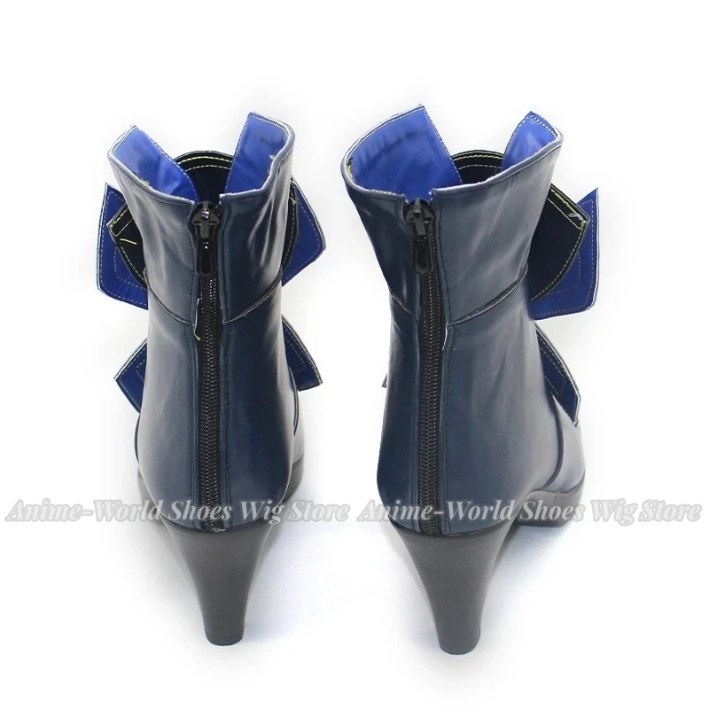 Genshin impacto focalors jogo cosplay sapatos botas azuis botas de festa halloween carnaval uniformes feminino terno adereços feitos sob encomenda