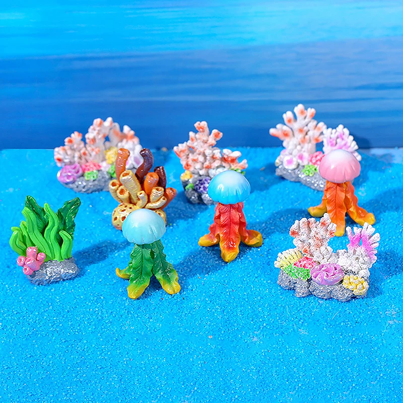 Mini Resin Simulated Coral Seaweed Aquarium Decoration Ornaments Micro Landscape