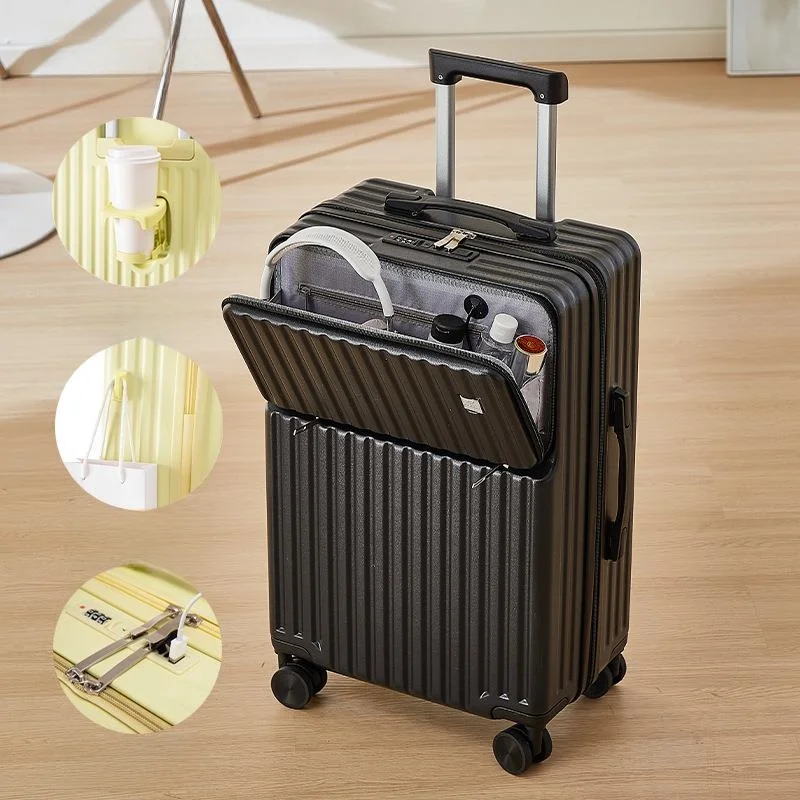 Large Capacity Aluminum Frame Luggage Bag Multi-Function Front Opening Carry-On Suitcase Durable Travel Bag with Password image 3